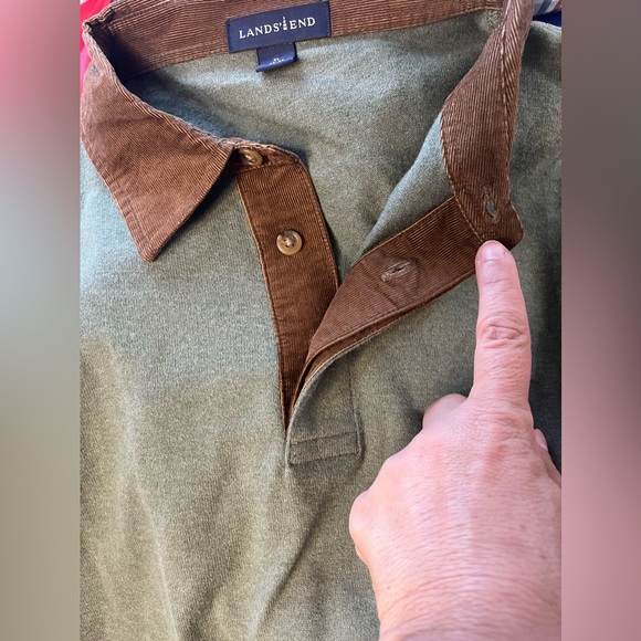 Land’s End Mens Vintage Shirt w/ Cordoroy Collar and Elbow Patches!! - Picture 3 of 12